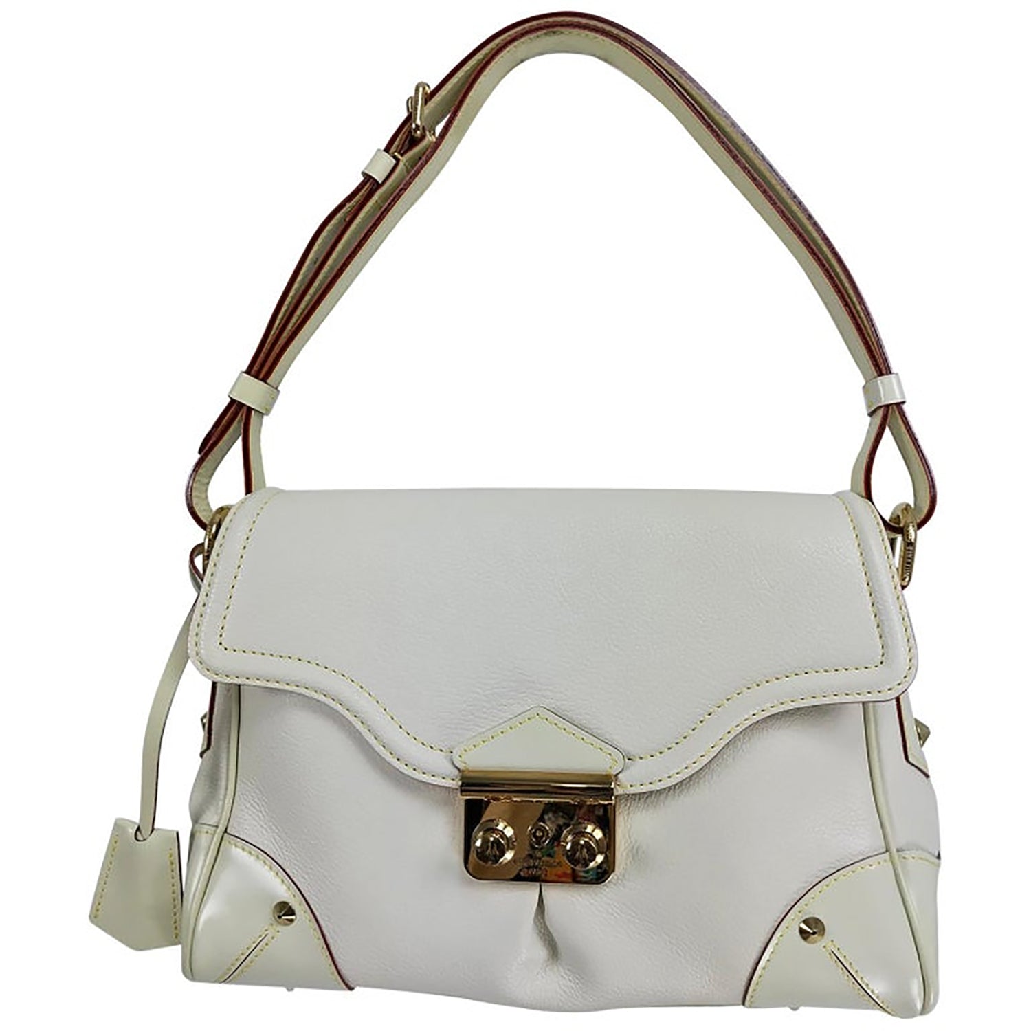 Louis Vuitton White Suhali Leather L'aimable Moka Bag . Very Good, Lot  #18025