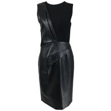 J. Mendel Paris Black Wool & Leather Sheath Dress
