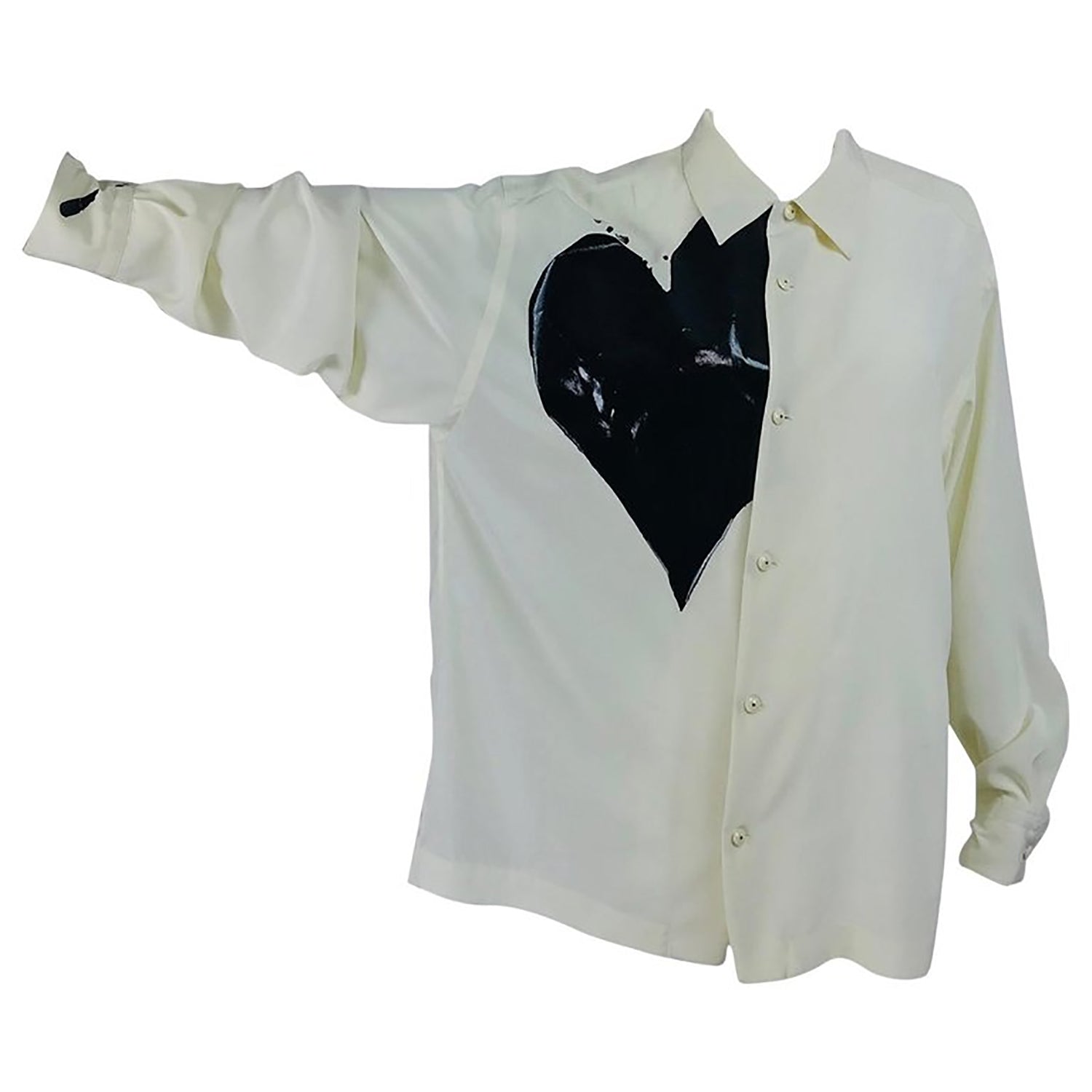 SOLD Matsuda Nicole Tokyo Japan Black Heart off white silk Shirt