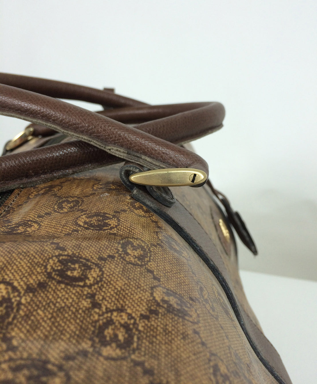 Morabito Paris rare glazed canvas leather trim carry on tote bag