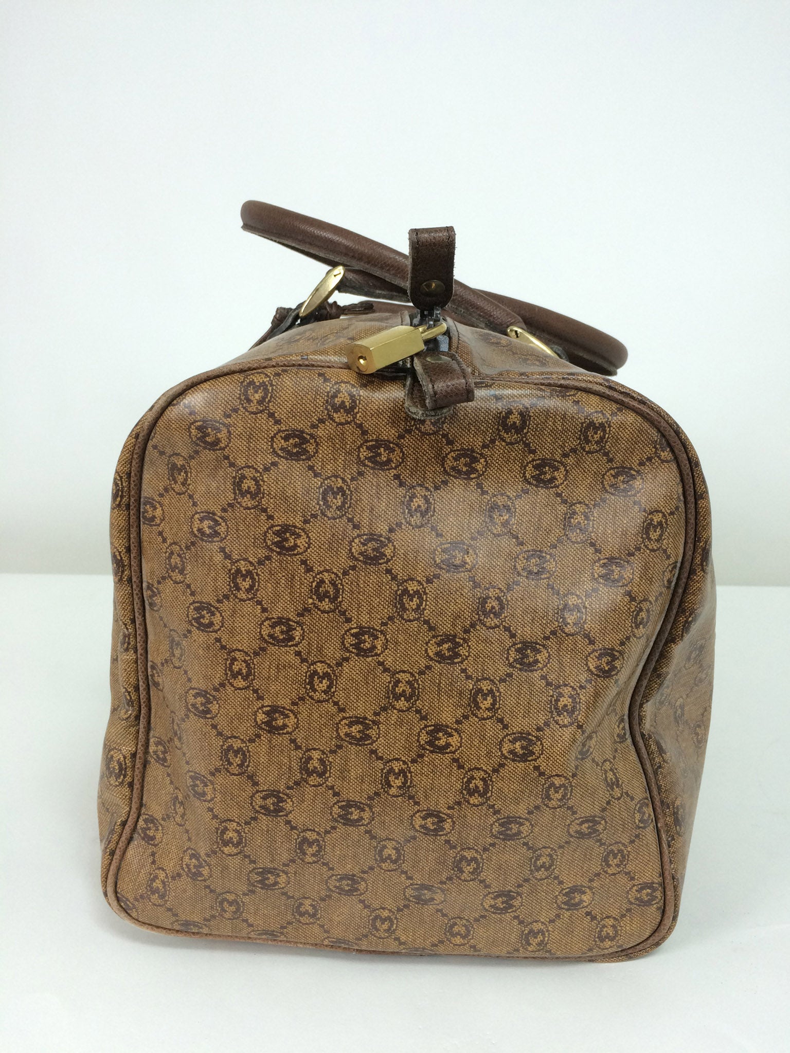 Morabito Paris rare glazed canvas leather trim carry on tote bag