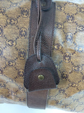 Morabito Paris rare glazed canvas leather trim carry on tote bag 1970s