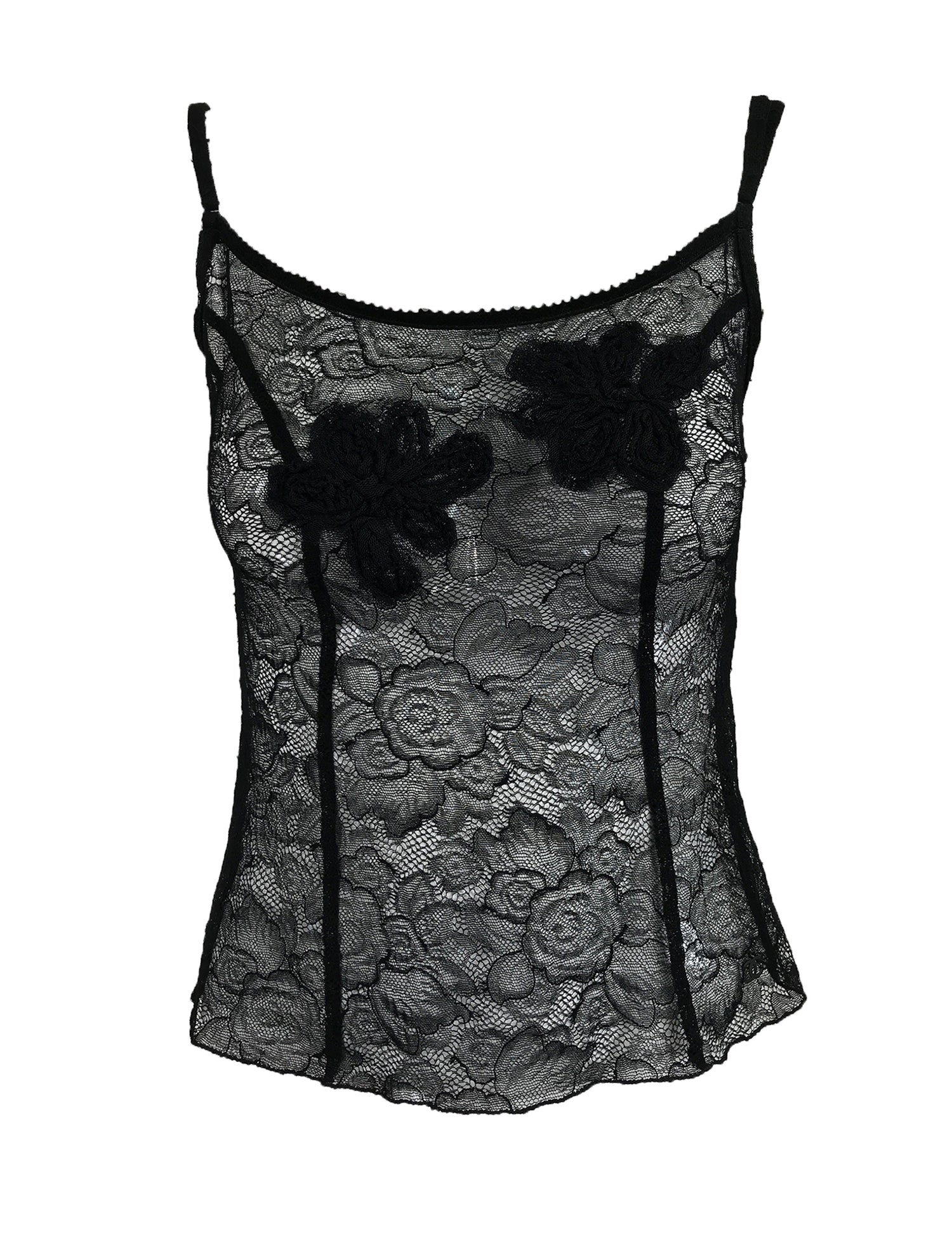 SOLD Chanel Black Lace Pearl Trimmed Embroidered Camisole 2004a – Palm  Beach Vintage