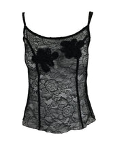 Chanel Black Lace Pearl Trimmed Embroidered Camisole 2004a