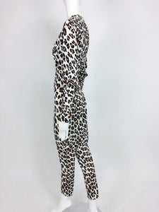 SOLD Norma Kamali leopard print cat suit 1980s