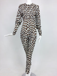 SOLD Norma Kamali leopard print cat suit 1980s