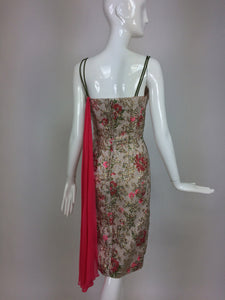 Vintage Penny Parker metallic brocade sheath dress unworn 1950s