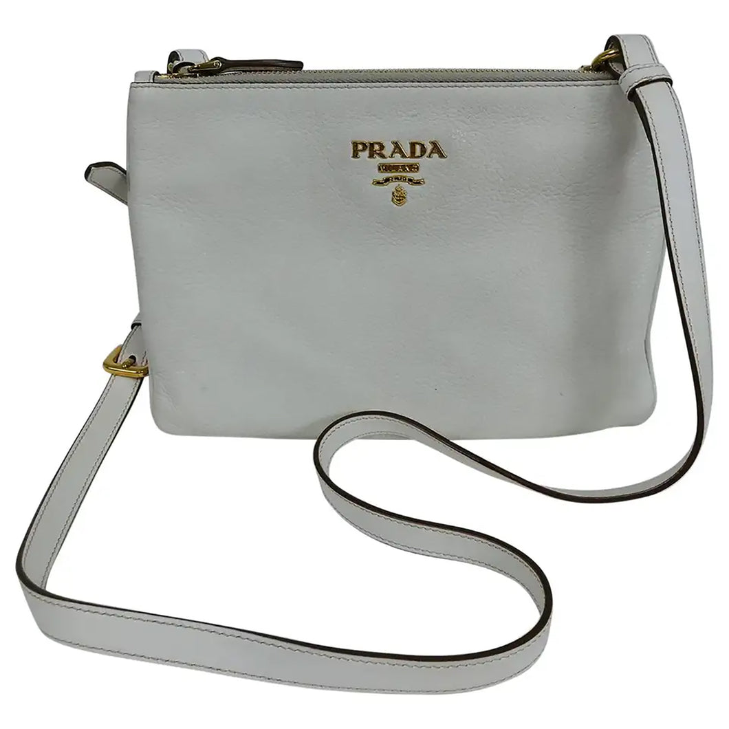 Prada Vitello Daino Double Compartment Leather Crossbody Bag – Palm Beach  Vintage
