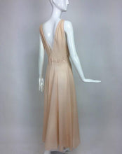 Hand made pleated silk chiffon bias cut appliqued night gown 1930s