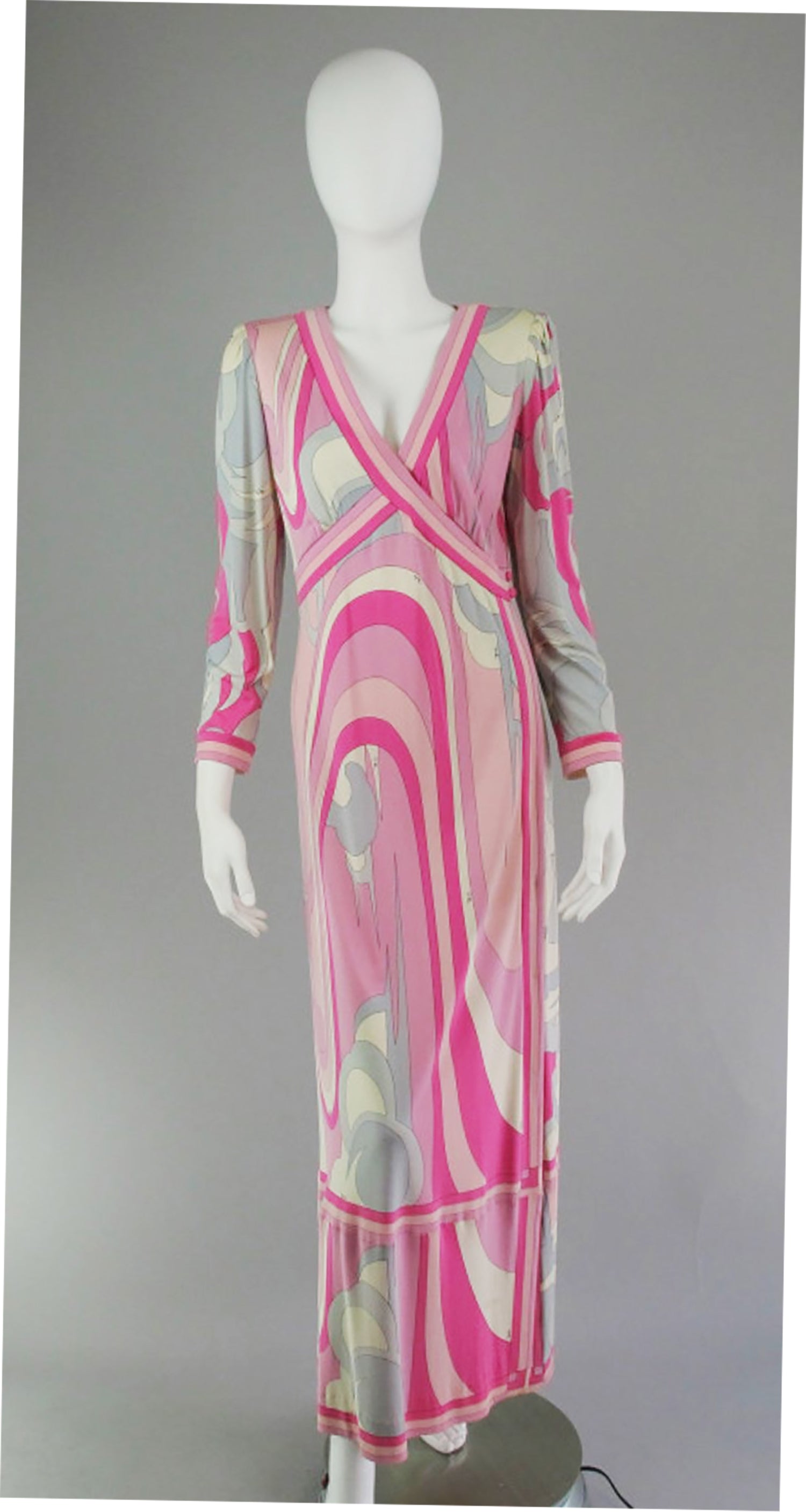 1960s Emilio Pucci Silk Jersey Multi Color Maxi Dress - MRS Couture