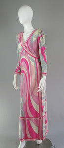 SOLD Emilio Pucci Silk Jersey V Plunge Neckline Maxi Dress 1970s