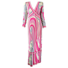 Emilio Pucci Silk Jersey V Plunge Neckline Maxi Dress 1970s