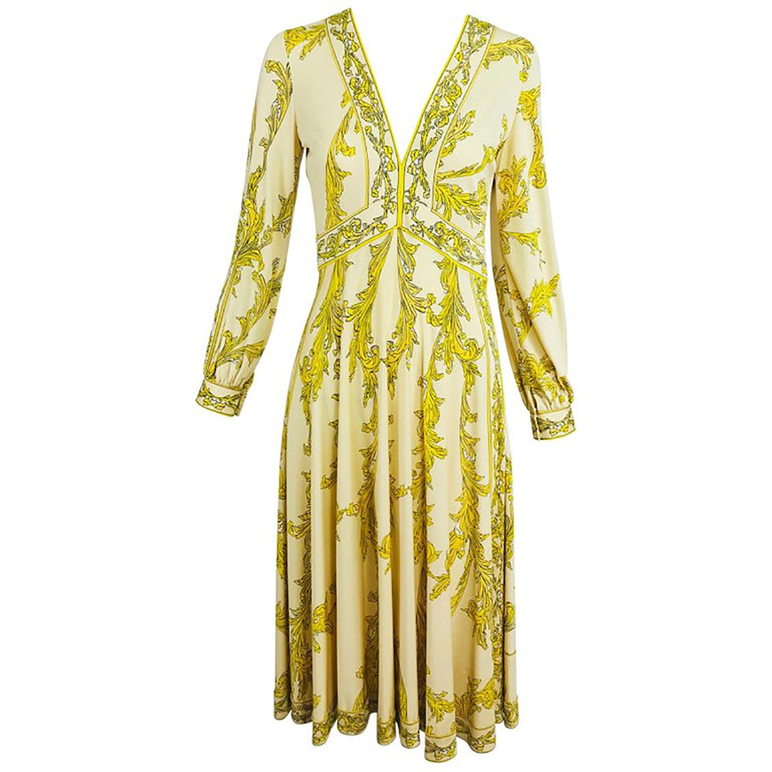 SOLD Emilio Pucci Silk jersey Print V Neck Dress 1970s – Palm