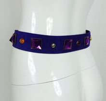SOLD Yves Saint Laurent jeweled purple suede belt 1980s