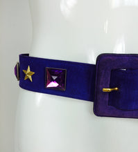 SOLD Yves Saint Laurent jeweled purple suede belt 1980s