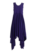 Romeo Gigli Aubergine Cotton Knit Asymmetrical Hem Dress