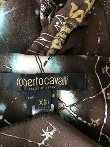 SOLD Roberto Cavalli rare chocolate brown silk Constellation dress 1990s