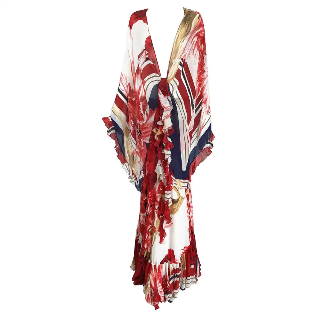 Roberto Cavalli Flowing Bias Cut Silk Maxi Skirt & Matching Shawl