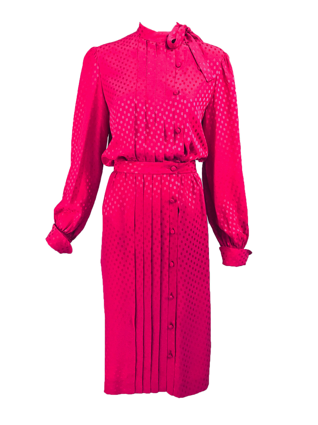 Martha Palm Beach Hot Pink Silk Jacquard Top and Skirt Set 1970s Palm Beach Vintage