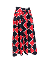Vintage New Yves Saint Laurent Red and Black Harlequin Print Skirt 1980