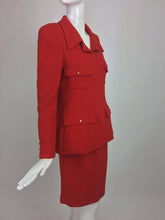 SOLD Chanel Fire Engine Red Wool Military Inspired Suit 1996A