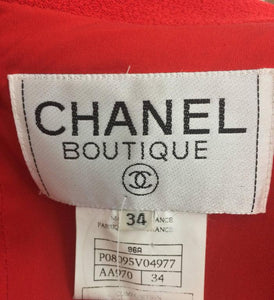 SOLD Chanel Fire Engine Red Wool Military Inspired Suit 1996A