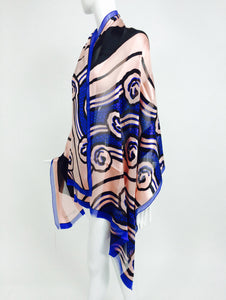 SOLD Roger Vivier Paris Art Deco design silk shawl 1990s