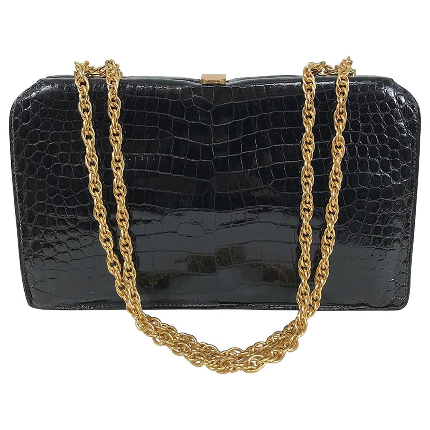 Black crocodile outlet handbag