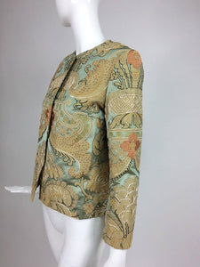 Custom Made French Silk Appliqué Embroidered Jacket 1960s
