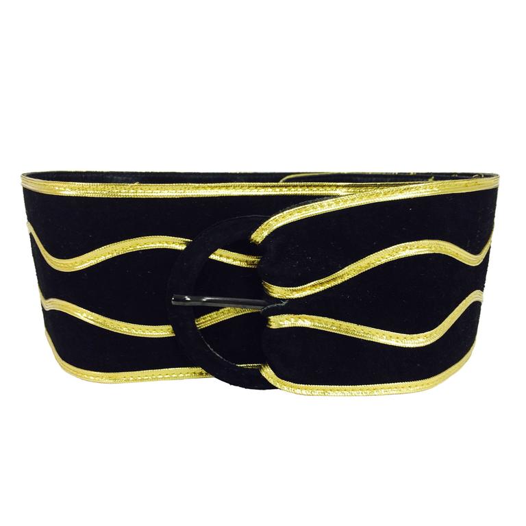 Yves Saint Laurent Wide Belt in Black Suede Yves Saint Laurent Wide Suede Waist Belt - Black Belts  main image 3