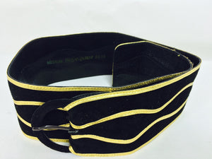 SOLD Yves Saint Laurent wide black suede with gold cord belt 1980s medium