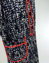 Stanley Platos black white & coral long sleeve shift dress