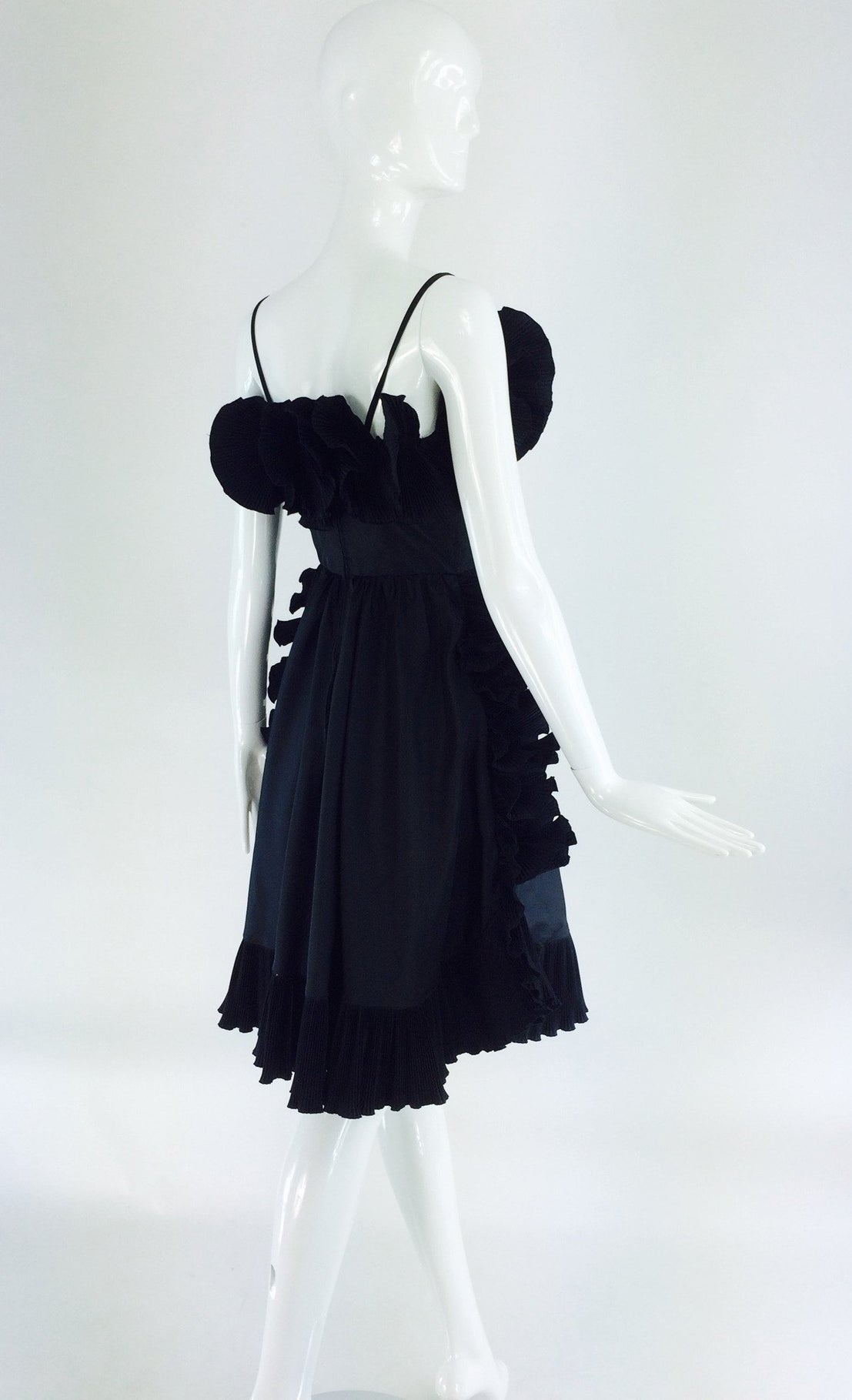 SOLD Frank Usher London Black Taffeta Ruffle Pleat Trim Cocktail Dress –  Palm Beach Vintage