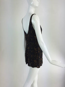 Valentino copper & black beaded chiffon tunic/mini dress 1990s