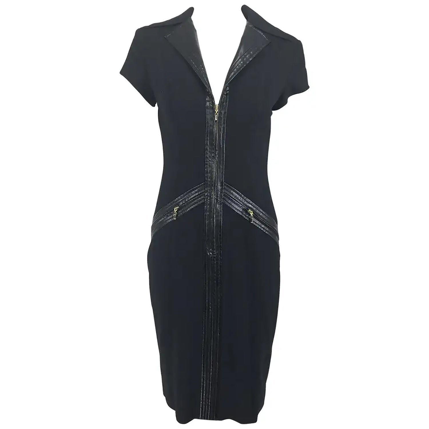 SOLD Gianni Versace Couture Black stretch and Vinyl Zipper Dress 1980s Palm Beach Vintage SOLD Gianni Versace Couture Black stretch and Vinyl Zipper Dress 1980s Palm Beach Vintage