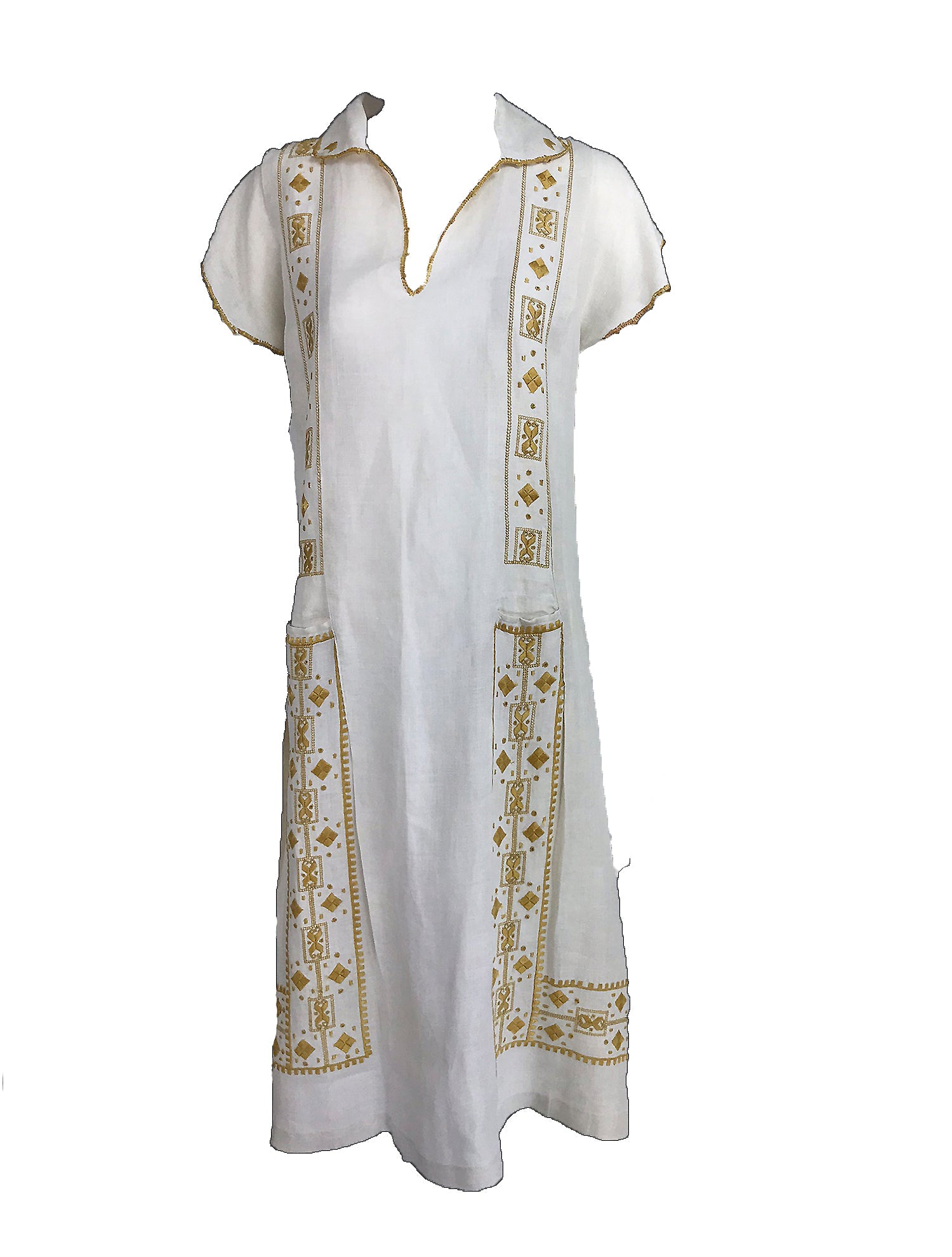 1920s linen dress FLAPPER 1920'S ASYMMETRICAL WHITE LINEN DROP WAIST DRESS