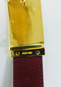 Gucci Burgundy glazed lizard belt with gold buckle
