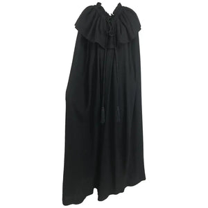 Vintage Yves Saint Laurent Black Wool Cape 1970s