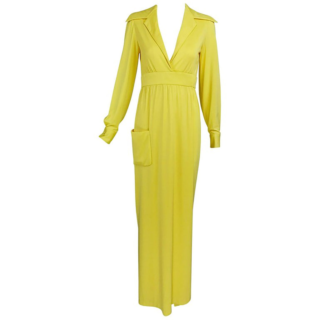 SOLD Victoria Royal Lillie Rubin Yellow Jersey Plunge Wrap Maxi Dress Palm Beach Vintage SOLD Victoria Royal Lillie Rubin Yellow Jersey Plunge Wrap Maxi Dress Palm Beach Vintage