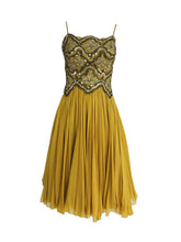 Mignon beaded Bodice Full Skirt Chiffon cocktail dress 1960s