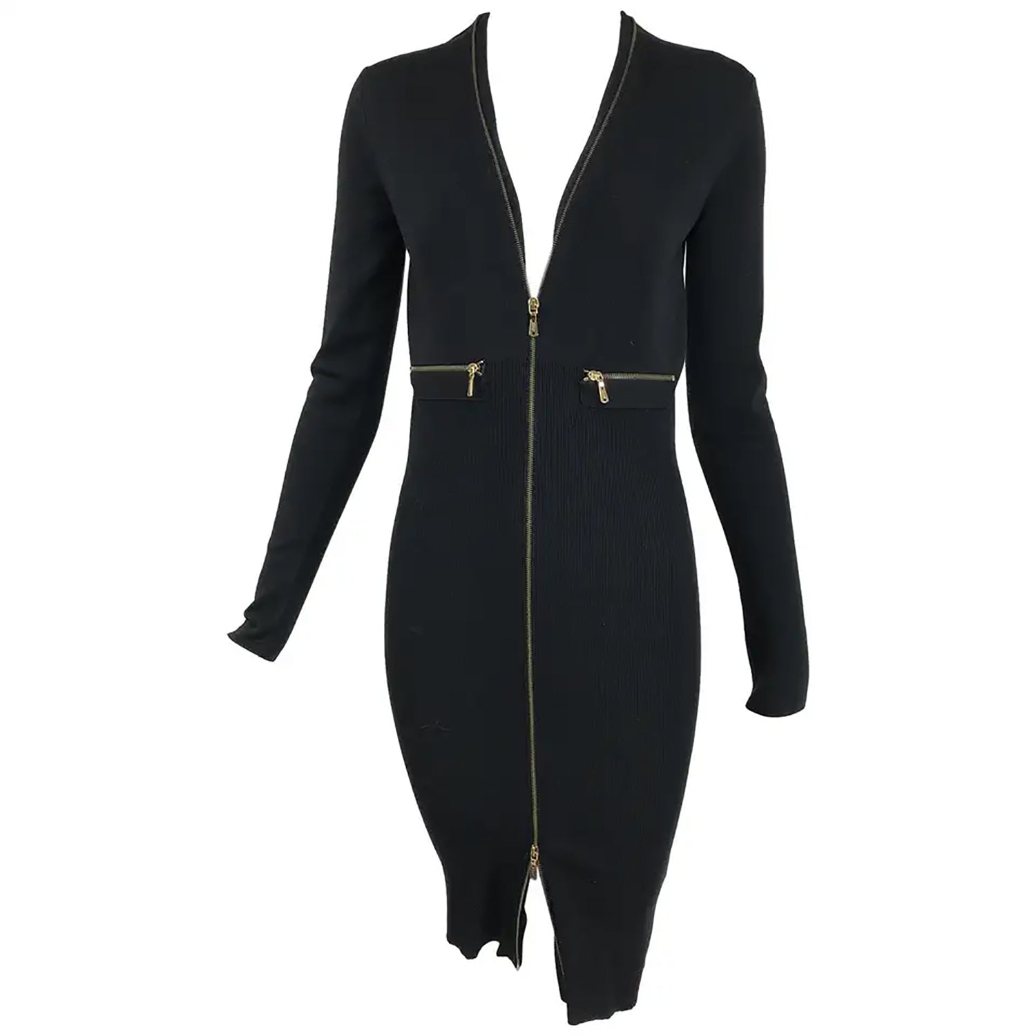 Yves Saint Laurent Autumn/Winter 2008 Ribbed Wool Zipper Front Body Co Palm Beach Vintage Yves Saint Laurent Autumn/Winter 2008 Ribbed Wool Zipper Front Body Co Palm Beach Vintage